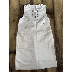 Crewcuts Girls White Cotton Dress With Rhinestones And Beads Size 12